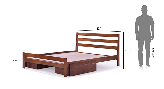 Remont Storage Bed Queen Size(Teak Finish)